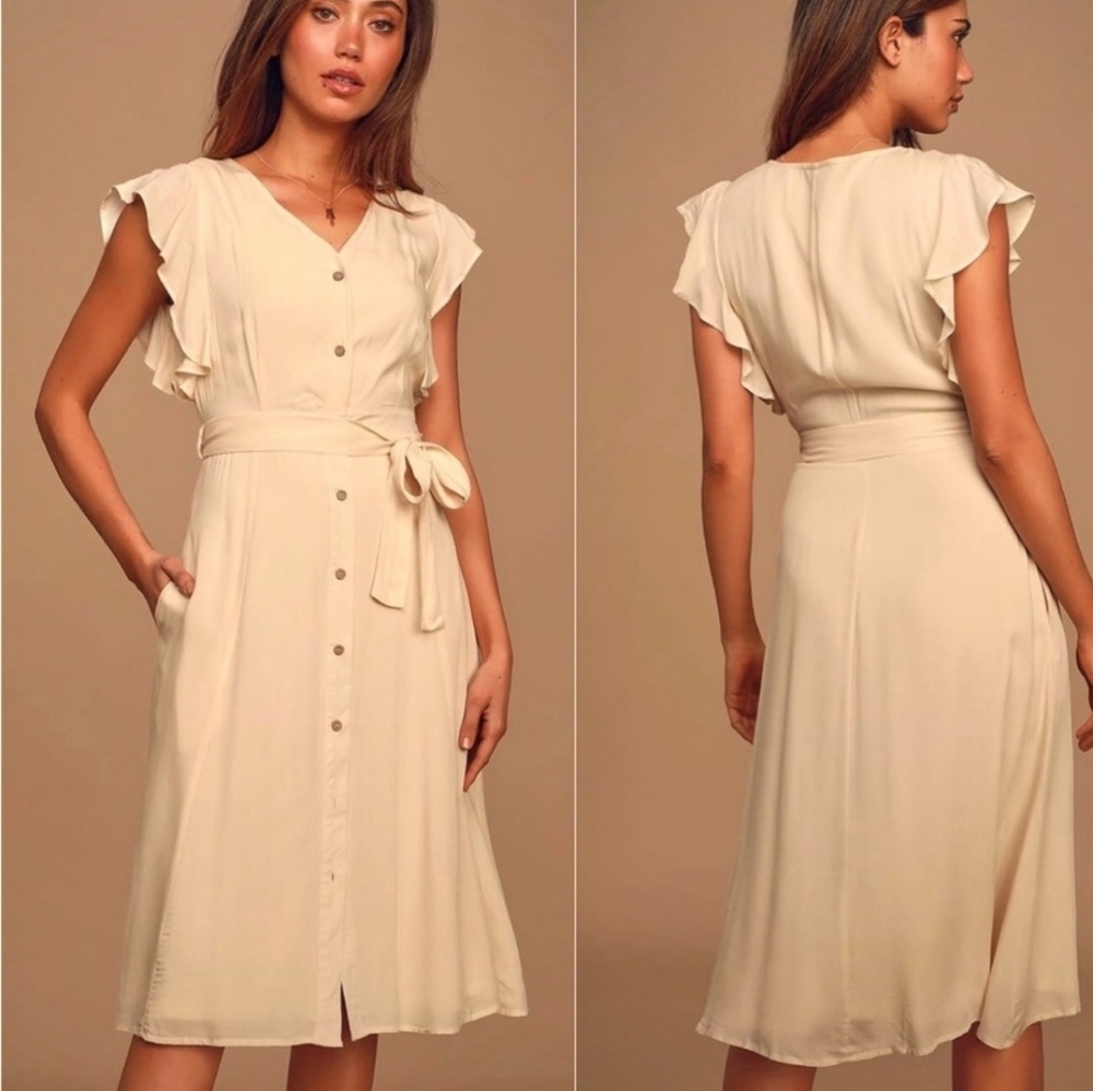 Lulu’s “Spring Meadow” Button Up Casual Midi Dress